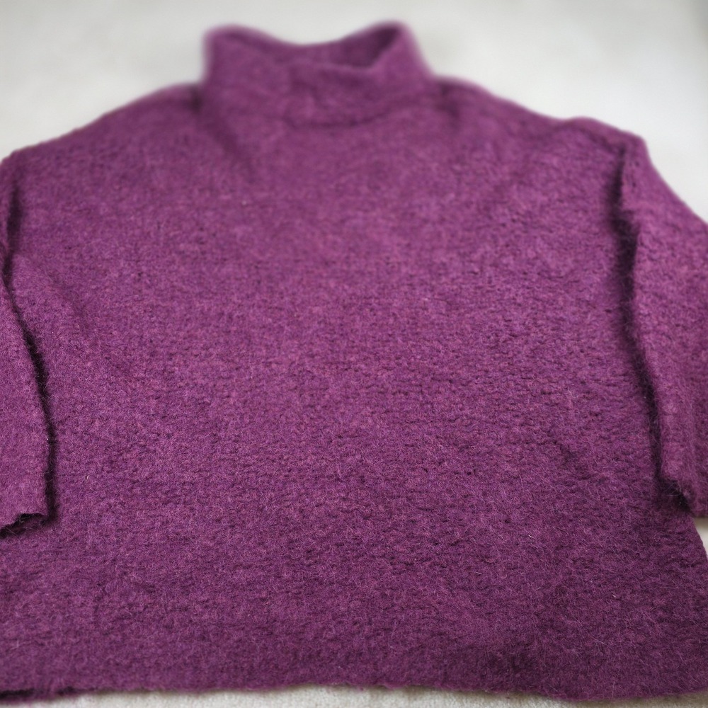 Free People Sweater Womens M Purple Fuzzy Alpaca Blend Mock Neck Oversized